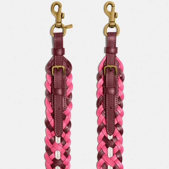 Coach NWT $150 Interchangeable Strap Weaving 624 Pink Burgundy Brass RET… - Picture 2 of 12